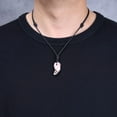 thumbnail image 3 of COAI Healing Natural Stones Black Veins Rhodonite Magatama Japanese Pendant Necklace, 3 of 5