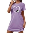 thumbnail image 2 of Soft Pajamas Women Night Gowns for Sleeping Ladies Sleepwear Women's Oversized Short Nightgown Fashion Chest Print Short Sleeve Nightdress, 2 of 5