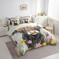 thumbnail image 3 of Manfei Farm Highland Cow Bedding Comforter Set 7 Pieces, Orange Pink Daisy Floral Queen Bedding Sets, Vintage Farmhouse Queen Sheet Sets, Lightweight Room Decor, 3 of 8