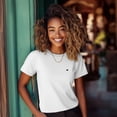 thumbnail image 3 of Dalix Lil Heart Cropped Tee Lightweight High Waisted Short Sleeve Summer Shirt Womens in White L Large, 3 of 5