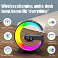 thumbnail image 6 of Intelligent LED Table Lamp, 5 in 1 Wireless Charger Night Light Lamp, App Control Bluetooth Speaker Alarm Clock, Home Office Study Bedside Charging Lamp for Bedroom Home Decor (Black), 6 of 8