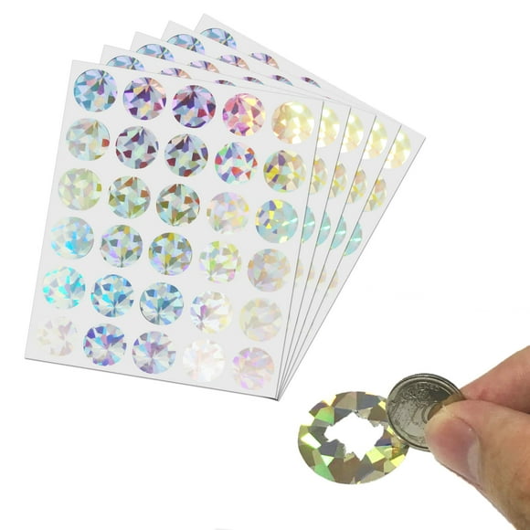 150 Pack, 1\ Holographic Shiny Scratch Off Stickers Labels - Round"