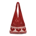thumbnail image 3 of Mujeres Bolsas Crochet Verano Bag Hombro Punto Gran Capacidad () Rosa, 3 of 8