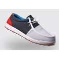 thumbnail image 2 of SKONI Men's Slip-On  Lightweight Moc Toe Golf Shoe (White/Red/Blue, 9), 2 of 8