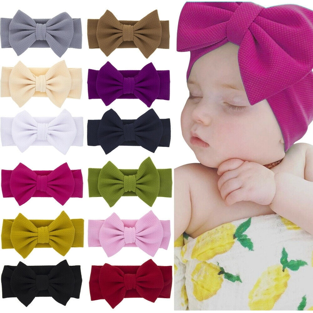 Baby Girl Headbands Newborn Infant Toddler Knotted Hairbands Bows Elastic Soft Floral Hair Band 