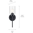 thumbnail image 6 of Madden 1-Light Wall Sconce with Clear Glass in Black, Sloped Ceiling Compatible, for Bathroom or Hallway (14.75" x 5"), 55183BK, 6 of 6