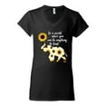 thumbnail image 2 of In A World Where You Can Be Anything Be Kind Inspirational/Christian Women's Standard V-Neck Tee, Black, Small, 2 of 3