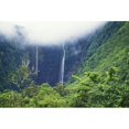 thumbnail image 2 of Hawaii  Big Island  Waipio Valley  Twin Waterfalls With Lush Greenery. Poster Print, 2 of 2
