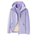 thumbnail image 3 of Jinhomg Womens 3-In-1 Winter Jacket Warm Waterproof Windproof Rain Coat with Hood Heavyweight Comfy Long Sleeve Solid Ski Jackets with Removable Liner and Hood Deal of The Day Prime Today Purple XXXL, 3 of 7
