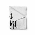 thumbnail image 2 of Coffee Soft Flannel Fleece Blanket, Brush Calligraphy Modern Hand Drawn but First Coffee Popular Words Lettering, Cozy Plush for Indoor and Outdoor Use, 50" x 70", Black White Brown, by Ambesonne, 2 of 6