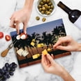 thumbnail image 5 of Hawaiian Cutting Board, Hawaiian Sunset on Big Island Anaehoomalu Bay Ocean Romantic Resort, Decorative Tempered Glass Cutting and Serving Board, Small Size, Lilac Dark Orange Black, by Ambesonne, 5 of 5