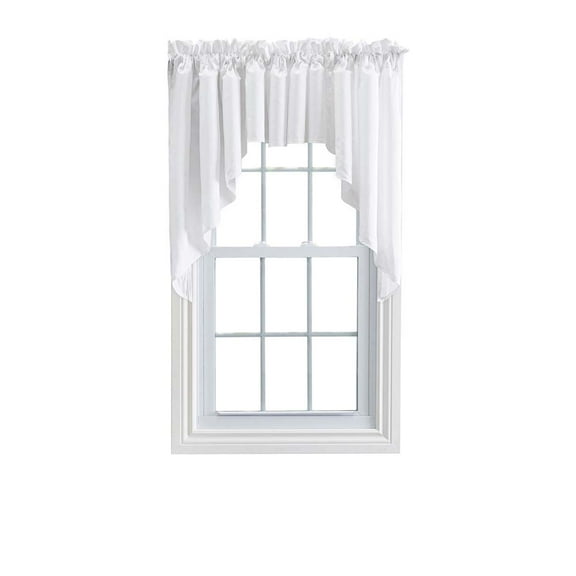 Ellis Stacey 3" Rod Pocket High Quality Fabric Solid Color Window Lined Swag Set 126"x36" White