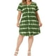 thumbnail image 1 of VESTIDO DE TALLA GRANDE GRACE & GRANDEUR Vestido de Mujer con Rayas Tie Dye Escote en V Manga Corta Casual de Verano Midi T-shirt 1X Verde, 1 of 6