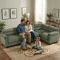 thumbnail image 6 of Bonzy Home Convertible Sectional Sofa, L‑Shaped Couch, Ultra‑Comfort Seating – Configurable for Living Room & Family Room; Green, 6 of 8