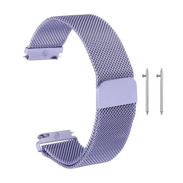 Correa de reloj de malla de acero inoxidable Uxcell de 18 mm, correa de reloj de metal de liberación rápida con hebilla magnética para hombres y mujeres, lavanda
