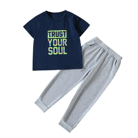 

WILLBEST Baby Boy Pants Toddler Boys Short Sleeve Letter Prints T Shirt Pullover Tops Pants Outfits