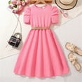thumbnail image 2 of Ashirexll Summer Dresses for Teens, Girls Dresses Size 10-12, Fashion Girls Summer Dress for 8-13 Short Sleeve Round Neck Dress Waist Cinching Princess Dress, 2 of 7