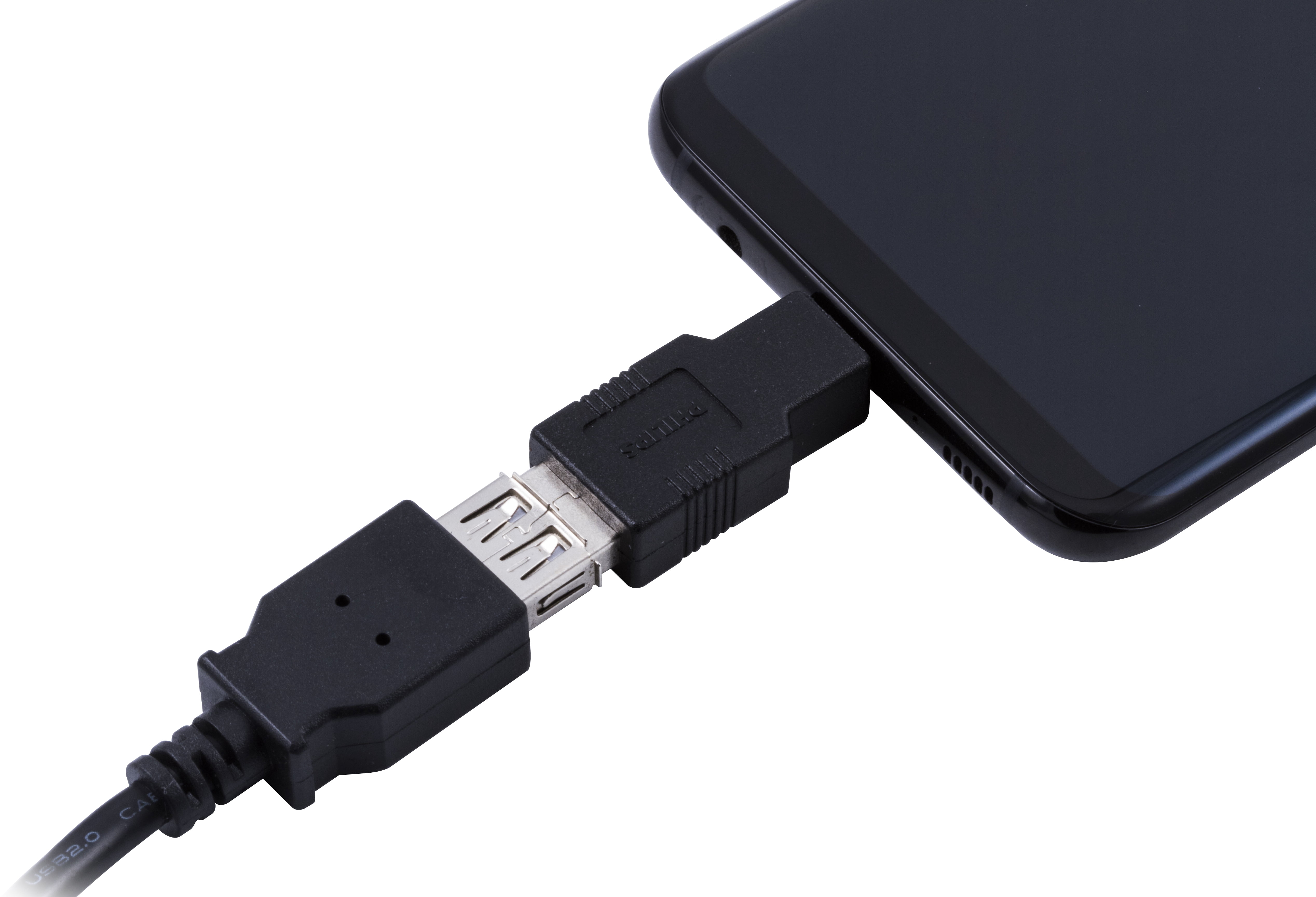 Philips 6ft USB 2.0 Universal Kit with USB-C, Black