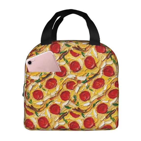 Pizza Lunch Bag Reusable Insulated Cooler Lunch Box Portable Leakproof Thermal Container Tote Bags For Travel Office Outdoors
