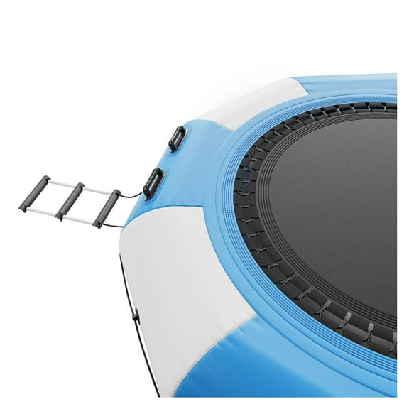 Inflatable Water Bouncer 10ft, Water Trampoline with Ladder & Pump, Floating Rebounder for Pool Lake, Kids Adults Water Sports Platform