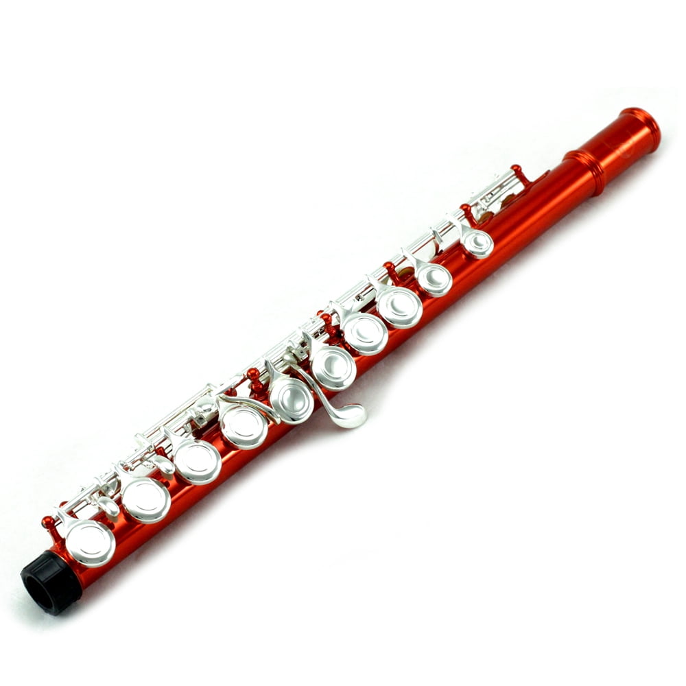 Sky C Flute with Lightweight Case, Cleaning Rod, Cloth, Joint Grease and Screw Driver - Red/Silver Closed Hole