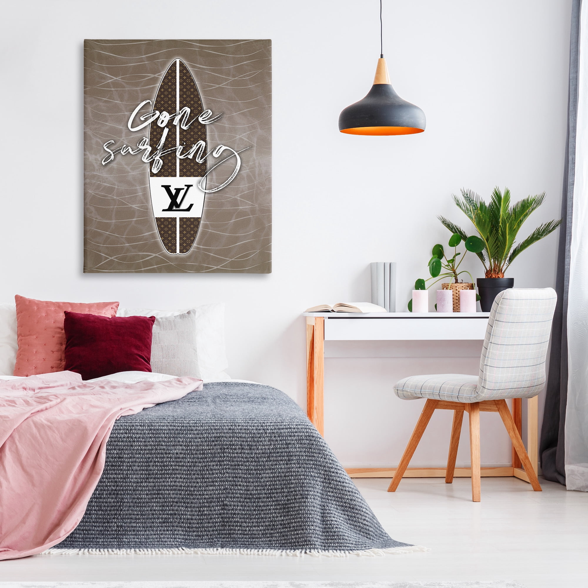 Stupell Industries Gone Surfing Glam Phrase Beauty & Fashion Painting Gallery Wrapped Canvas Art Print Wall Art, 36 x 48