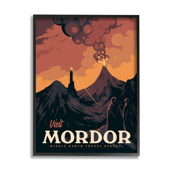 Stupell Industries Visit Mordor Volcano Fantasy Literature Graphic Art Black Framed Art Print Wall Art, Design by Matheus Lopes Castro