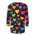thumbnail image 5 of Yangnuo Womens Fashions Daily Valentine's Day Printed Blouses Tops Women's Casual Print Round Neck Three-Quarter Sleeve T-Shirt Loose Top For, 5 of 5