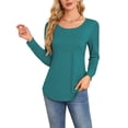 thumbnail image 3 of Suéteres Plisados de Larga para Mujer, Blusas Casuales y Elegantes de Cuello Redondo, Camisas Holgadas, Ropa de Otoño. Verde S, 3 of 8