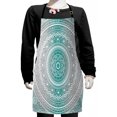 thumbnail image 1 of Grey and Teal Kids Apron, Mandala Ombre Design Space Geometric Center Point Boho Meditation Art, Boys Girls Apron Bib with Adjustable Ties for Cooking Baking Painting, Grey Teal, by Ambesonne, 1 of 2