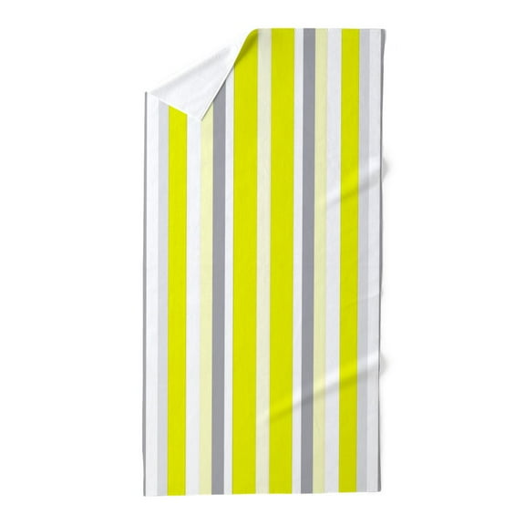 CafePress - Yellow, Grey & White: Stripes Pattern - Large Beach Towel, Soft 30"x60" Towel with Unique Design