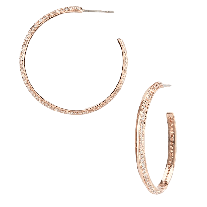 Kate Spade Raise the Bar Pave Hoops in Rose Gold 