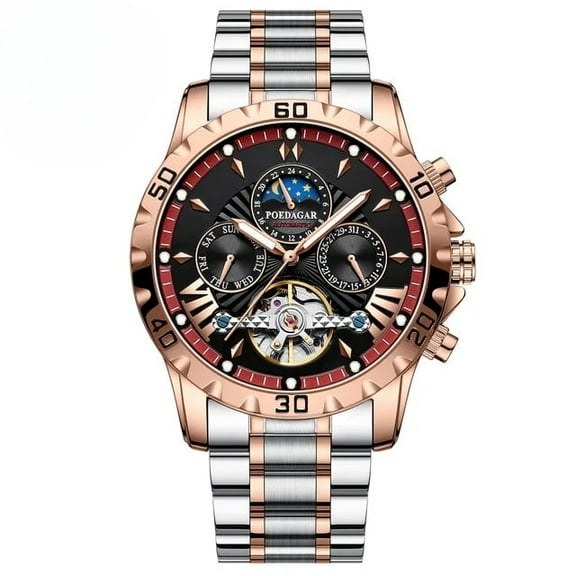 EXPLOJOY Men's Tourbillon Mechanical Watch – Automatic Movement, Waterproof Steel Case