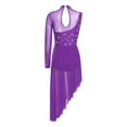 thumbnail image 4 of Doomiva Women Shiny Lyrical Dance Dress Asymmetric Figure Skating Dress Modern Contemporary Dancewear Purple S, 4 of 7