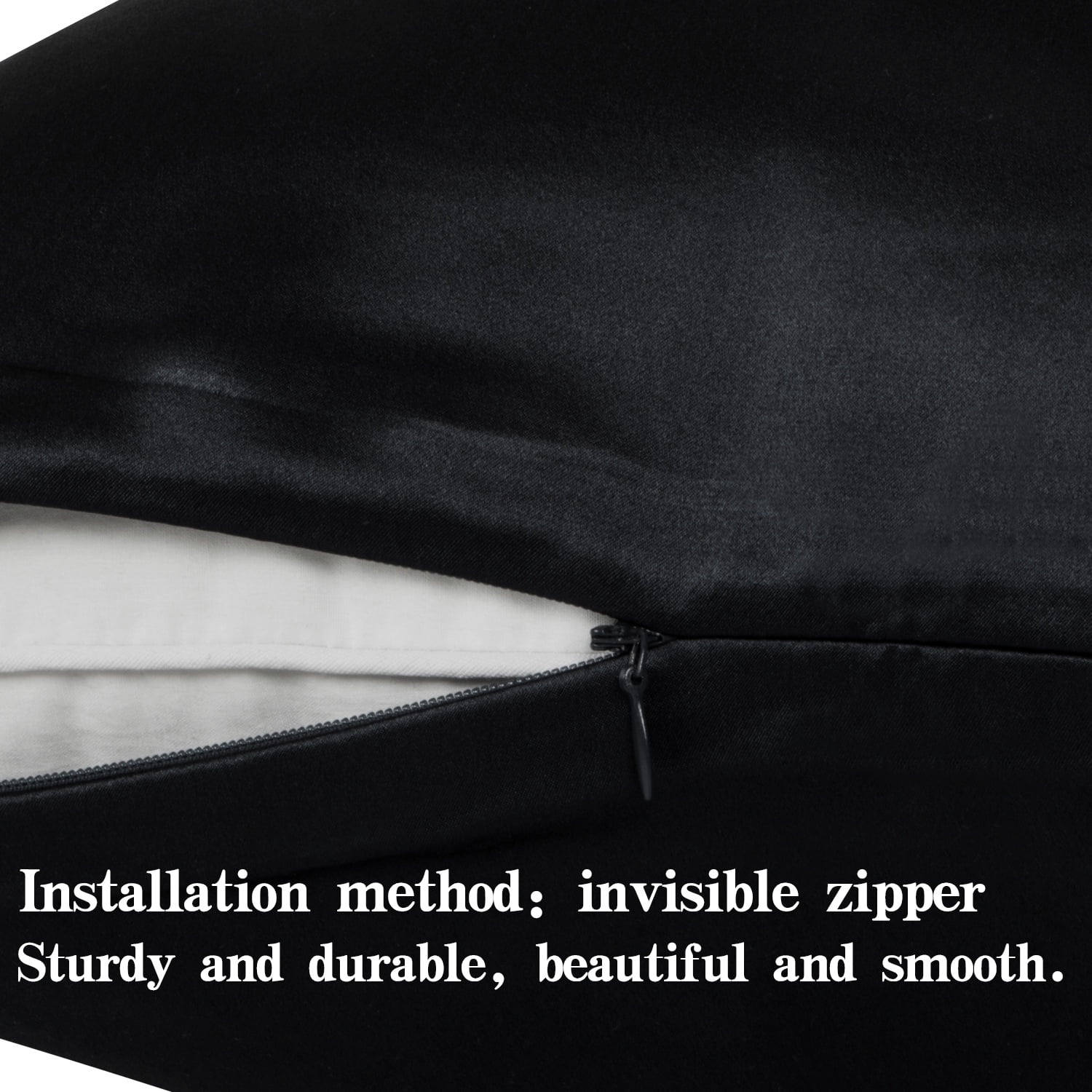 Lorviah 100% Mulberry Silk Pillowcase for Skin and Hair, King Size 20"x36", 1 Pack, Black