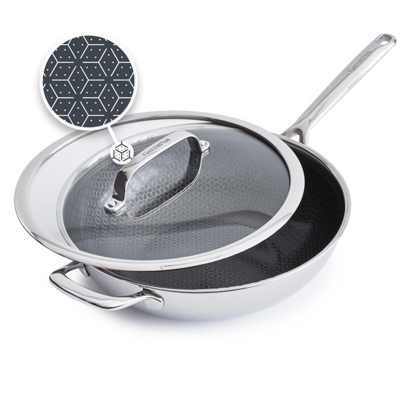 Wok Pan GreenPan Spectra 12 Hybrid de acero inoxidable de tres capas
