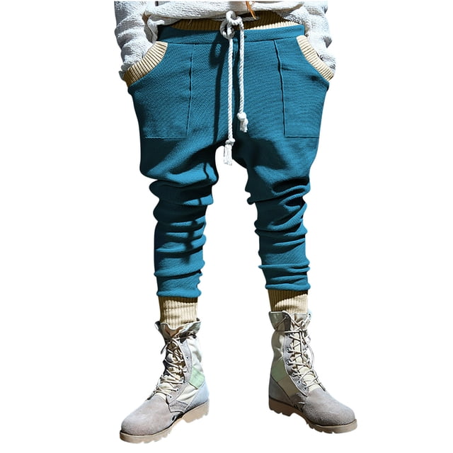 FAIWAD Men's Knitted Sweatpants High Waist Stretch Lounge Jogger Pants Drawstring Slim Knit Pants