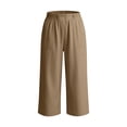 thumbnail image 4 of Womens Capri Pants Cotton Linen Blend Trousers High Waisted Straight Leg Drawstring Pants Loose Capris for Women Casual Summer, 4 of 5