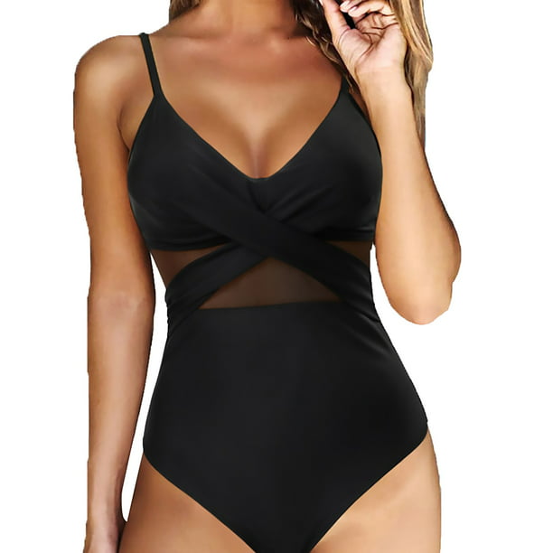 adviicd Swim Suits for Women V Neck One Piece Swimsuits with Ruching  Bathing Suits Tummy Control Beach Swimwear for Women Black,XXL 