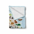 thumbnail image 2 of Africa Soft Flannel Fleece Throw Blanket, Exotic Hyena Parrot Giraffe Hippo and Dolphins Cartoon Style Animal Arrangement, Cozy Plush for Indoor and Outdoor Use, 50" x 70", Multicolor, by Ambesonne, 2 of 6