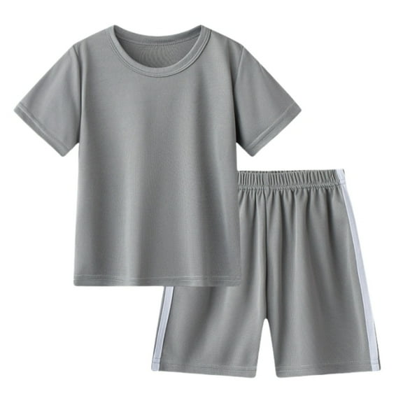 Adeawade Teen Boys Clothes Kids Unisex Spring Summer Short Sleeve Sports Tshirt Shorts Relax Fit Outfits Boy'S Clothing Set Grey 9-10 Years