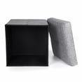 thumbnail image 6 of Square 12'' Footstool Sofa Ottoman Bench Footrest Box Faux Leather Seat Storage Ottoman Gray for Home Livingroom Bedroom, 6 of 7