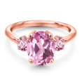 thumbnail image 3 of Gem Stone King 3.50 Ct Light Pink Created Sapphire Pink Lab Grown Diamond 18K Rose Gold Plated Silver Ring, 3 of 6