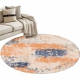 thumbnail image 2 of Orange Blue Round Area Rug 3.3 FT, Non Slip Small Entryway Kitchen Mat, Minimalist Smear Abstract Art Painting Washable Soft Circular Rug Non-Shedding Door Mat for Bathroom Playroom Kids Room, 2 of 9