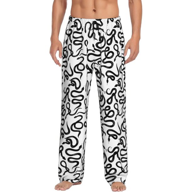 Fotbe Hand Drawn Snake Pantalones de Pijama para Hombre, Pantalones de Dormir, Pantalones de Casa con Cintura Ajustable y Bolsillos-Small