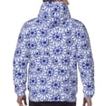 thumbnail image 7 of Kdxio Blue And White Flowers Print Mens Casual Hooded Collar Drawstring Hoodies Pullover Sweatshirts Casual Long Sleeve Shirts-Large, 7 of 7
