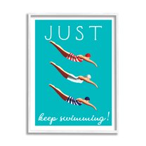 Stupell Industries Trio of Female Divers Just Keep Swimming Phrase, 16 x 20, Designed by Elizabeth Tyndall
