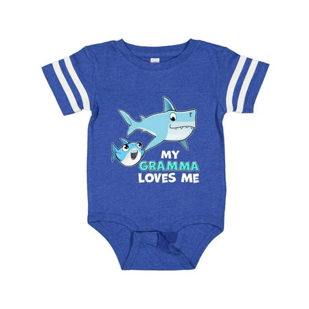 

Inktastic My Gramma Loves Me with Cute Sharks Gift Baby Boy or Baby Girl Bodysuit