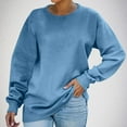 thumbnail image 2 of Timegard Crewneck Sweatshirts for Women Solid Color Loose Comfy Pullover Fall Fashion Long Sleeve Tops, 2 of 8
