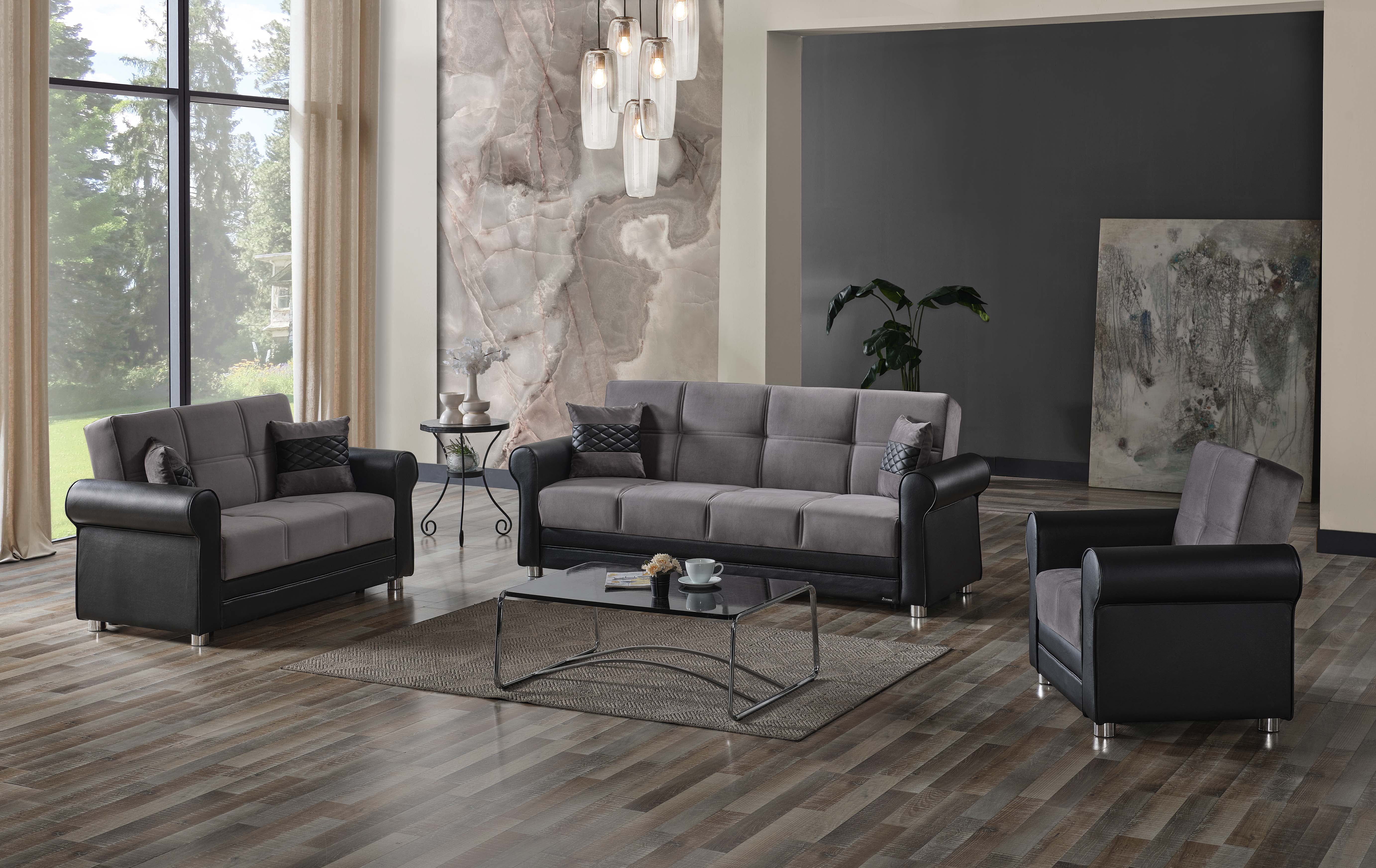 Ottomanson Convertible Accent Armchair with Hidden Storage, Firm Comfort Seating, Gray